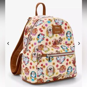 Loungefly Disney Dogs Flower Hearts Mini Backpack NEW with Tags Beige Cute